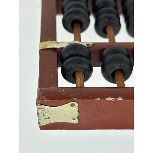 Vtg MCM Chinese Abacus Abaci 11 Digits Rods Calculator Core Wood Wooden 10 X 5 - Picture 7 of 11